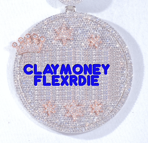CUSTOM LETTER NECKLACE 3D BIG CROWN DISC
