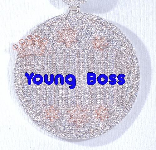 CUSTOM LETTER NECKLACE 3D BIG CROWN DISC