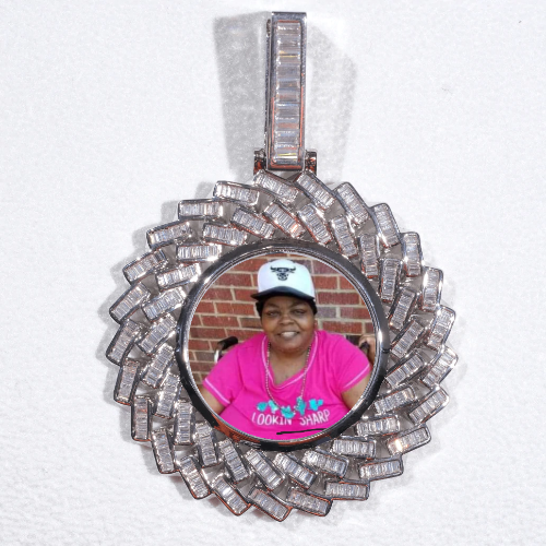 Large 3D Baguette Custom Picture Pendant