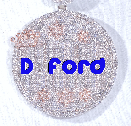 CUSTOM LETTER NECKLACE 3D BIG CROWN DISC