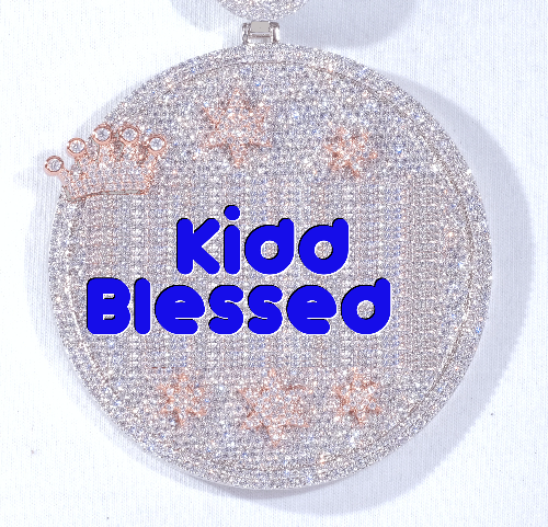 CUSTOM LETTER NECKLACE 3D BIG CROWN DISC