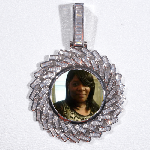 Large 3D Baguette Custom Picture Pendant
