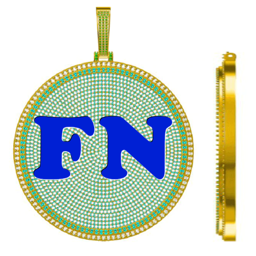 CUSTOM LETTER NECKLACE 3D BIG DISC