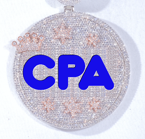 CUSTOM LETTER NECKLACE 3D BIG CROWN DISC
