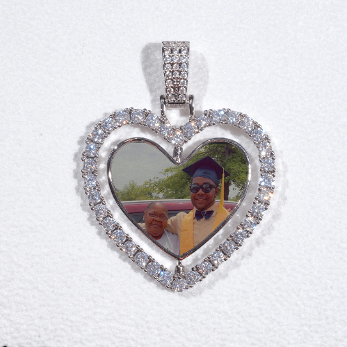 3D Spinning 2-Faced Heart Custom Picture Pendant