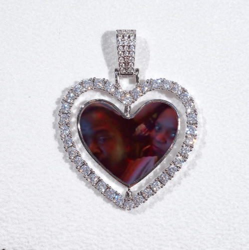 3D Spinning 2-Faced Heart Custom Picture Pendant