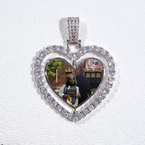 3D Spinning 2-Faced Heart Custom Picture Pendant