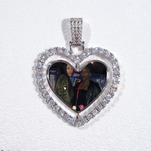 3D Spinning 2-Faced Heart Custom Picture Pendant