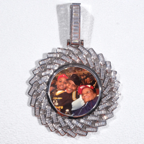 Large 3D Baguette Custom Picture Pendant