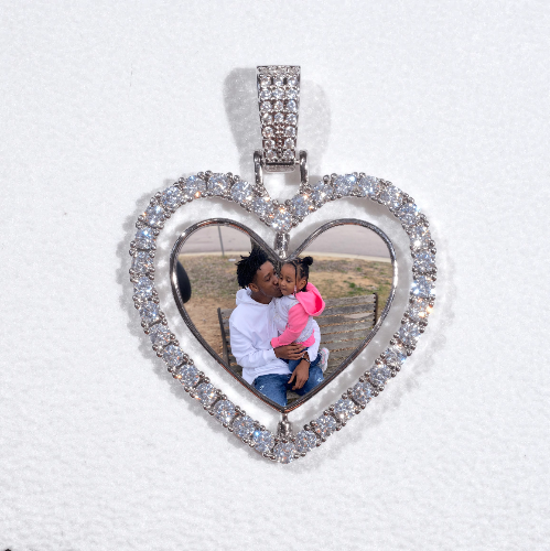 3D Spinning 2-Faced Heart Custom Picture Pendant