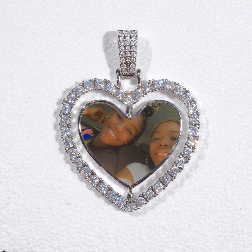 3D Spinning 2-Faced Heart Custom Picture Pendant