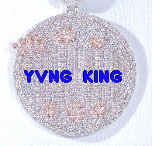 CUSTOM LETTER NECKLACE 3D BIG CROWN DISC