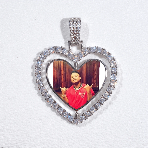 3D Spinning 2-Faced Heart Custom Picture Pendant
