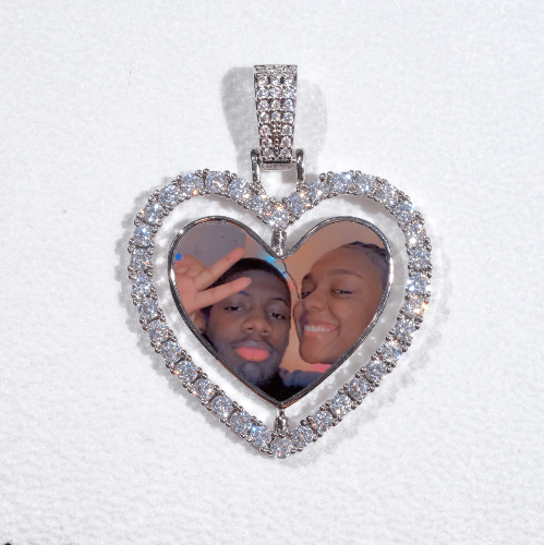 3D Spinning 2-Faced Heart Custom Picture Pendant