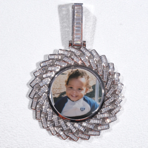 Large 3D Baguette Custom Picture Pendant