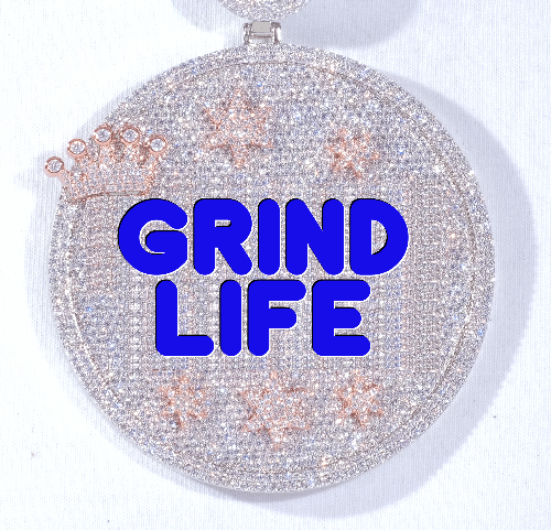 CUSTOM LETTER NECKLACE 3D BIG CROWN DISC