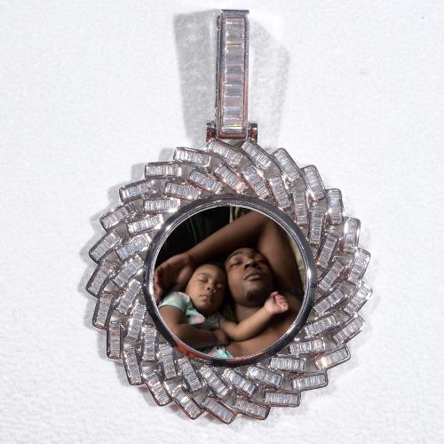 Large 3D Baguette Custom Picture Pendant