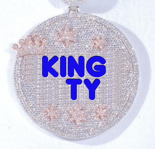CUSTOM LETTER NECKLACE 3D BIG CROWN DISC