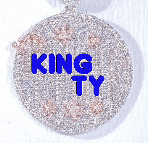 CUSTOM LETTER NECKLACE 3D BIG CROWN DISC