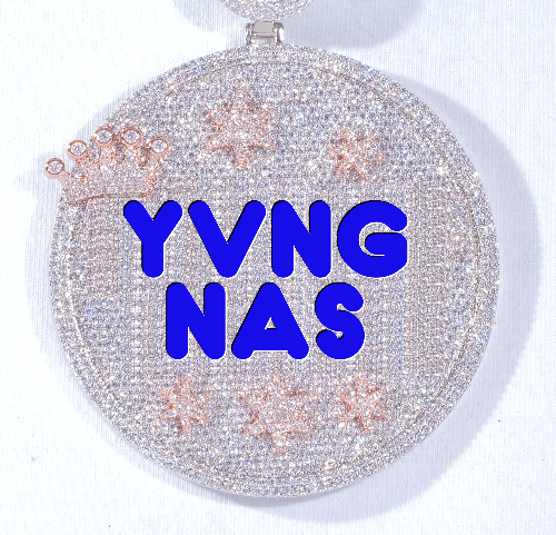 CUSTOM LETTER NECKLACE 3D BIG CROWN DISC