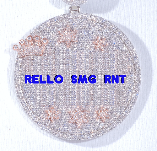 CUSTOM LETTER NECKLACE 3D BIG CROWN DISC