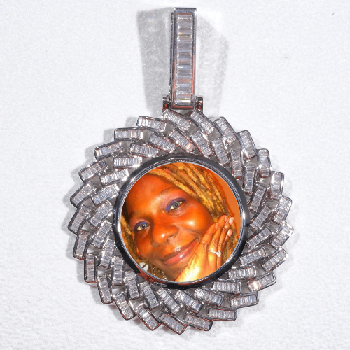 Large 3D Baguette Custom Picture Pendant