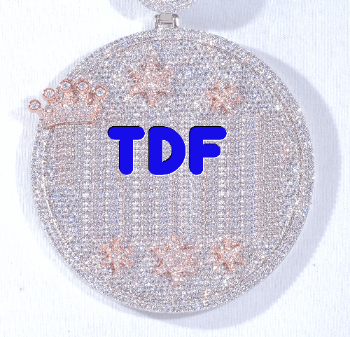 CUSTOM LETTER NECKLACE 3D BIG CROWN DISC