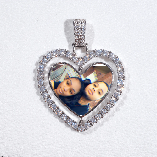 3D Spinning 2-Faced Heart Custom Picture Pendant