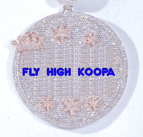 CUSTOM LETTER NECKLACE 3D BIG CROWN DISC