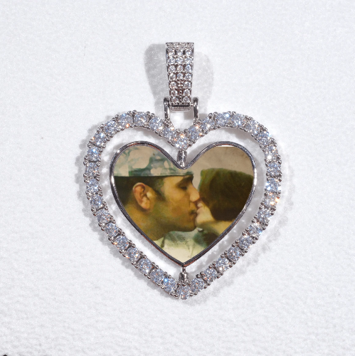 3D Spinning 2-Faced Heart Custom Picture Pendant