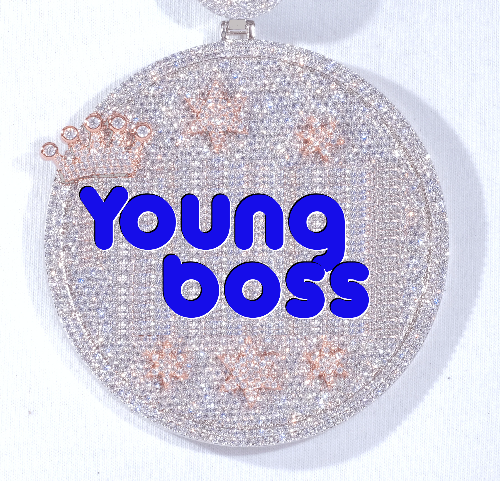 CUSTOM LETTER NECKLACE 3D BIG CROWN DISC