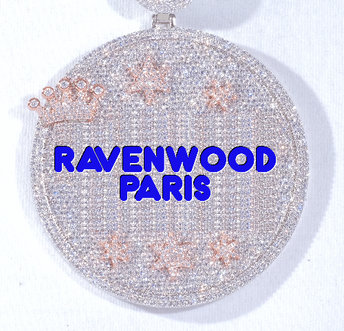 CUSTOM LETTER NECKLACE 3D BIG CROWN DISC