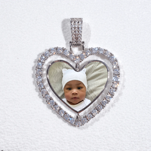 3D Spinning 2-Faced Heart Custom Picture Pendant