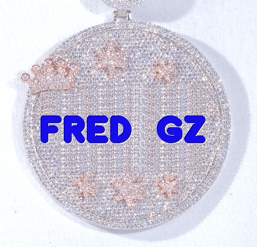CUSTOM LETTER NECKLACE 3D BIG CROWN DISC