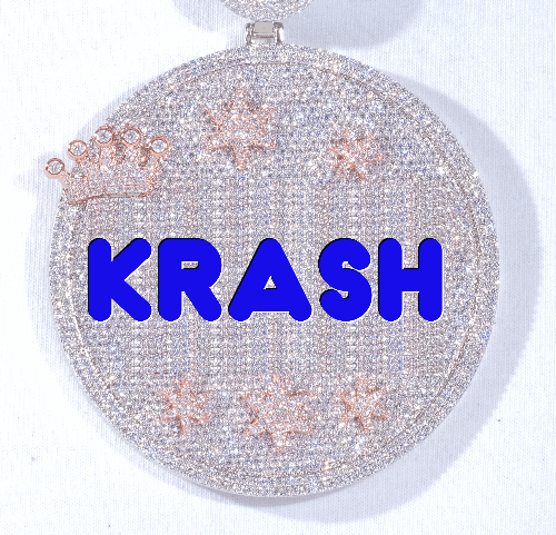 CUSTOM LETTER NECKLACE 3D BIG CROWN DISC