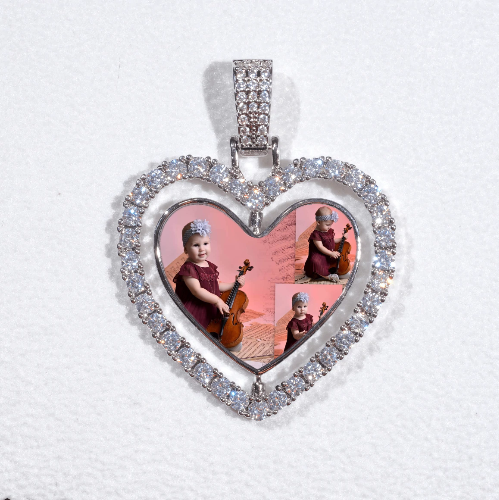 3D Spinning 2-Faced Heart Custom Picture Pendant