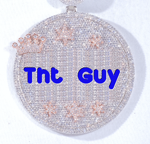 CUSTOM LETTER NECKLACE 3D BIG CROWN DISC