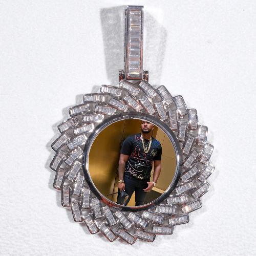 Large 3D Baguette Custom Picture Pendant