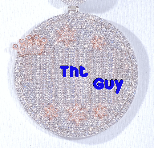 CUSTOM LETTER NECKLACE 3D BIG CROWN DISC