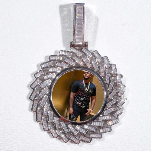 Large 3D Baguette Custom Picture Pendant