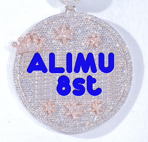 CUSTOM LETTER NECKLACE 3D BIG CROWN DISC