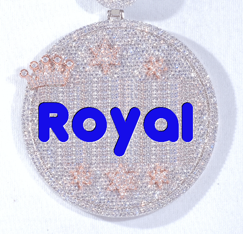 CUSTOM LETTER NECKLACE 3D BIG CROWN DISC