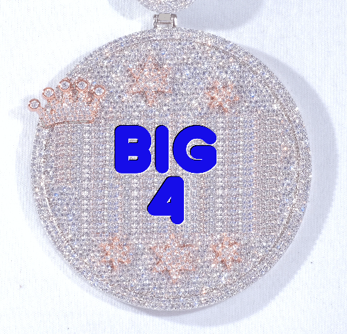 CUSTOM LETTER NECKLACE 3D BIG CROWN DISC