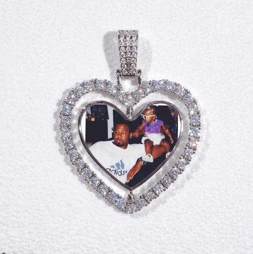 3D Spinning 2-Faced Heart Custom Picture Pendant