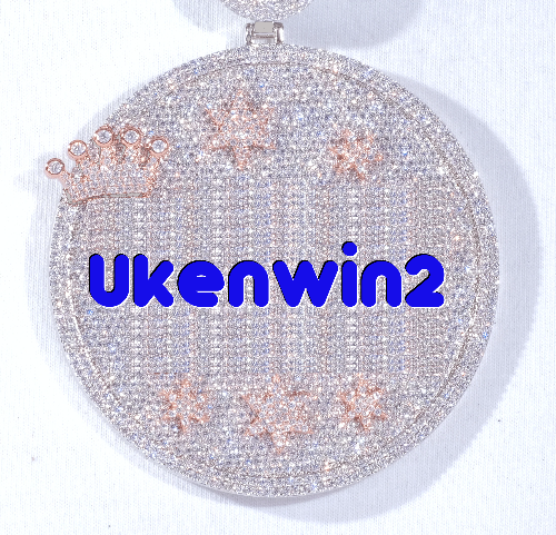 CUSTOM LETTER NECKLACE 3D BIG CROWN DISC