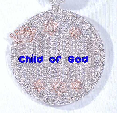 CUSTOM LETTER NECKLACE 3D BIG CROWN DISC