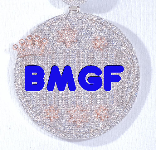 CUSTOM LETTER NECKLACE 3D BIG CROWN DISC
