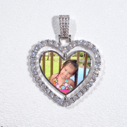 3D Spinning 2-Faced Heart Custom Picture Pendant