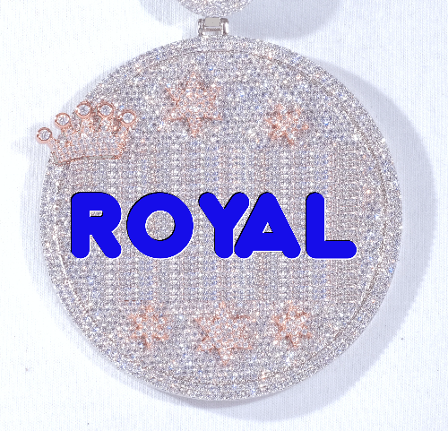 CUSTOM LETTER NECKLACE 3D BIG CROWN DISC