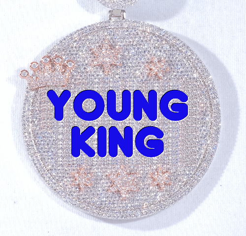 CUSTOM LETTER NECKLACE 3D BIG CROWN DISC